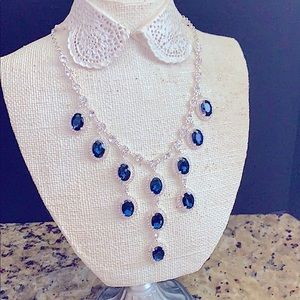 Gorgeous Faux Sapphire & Diamond Necklace